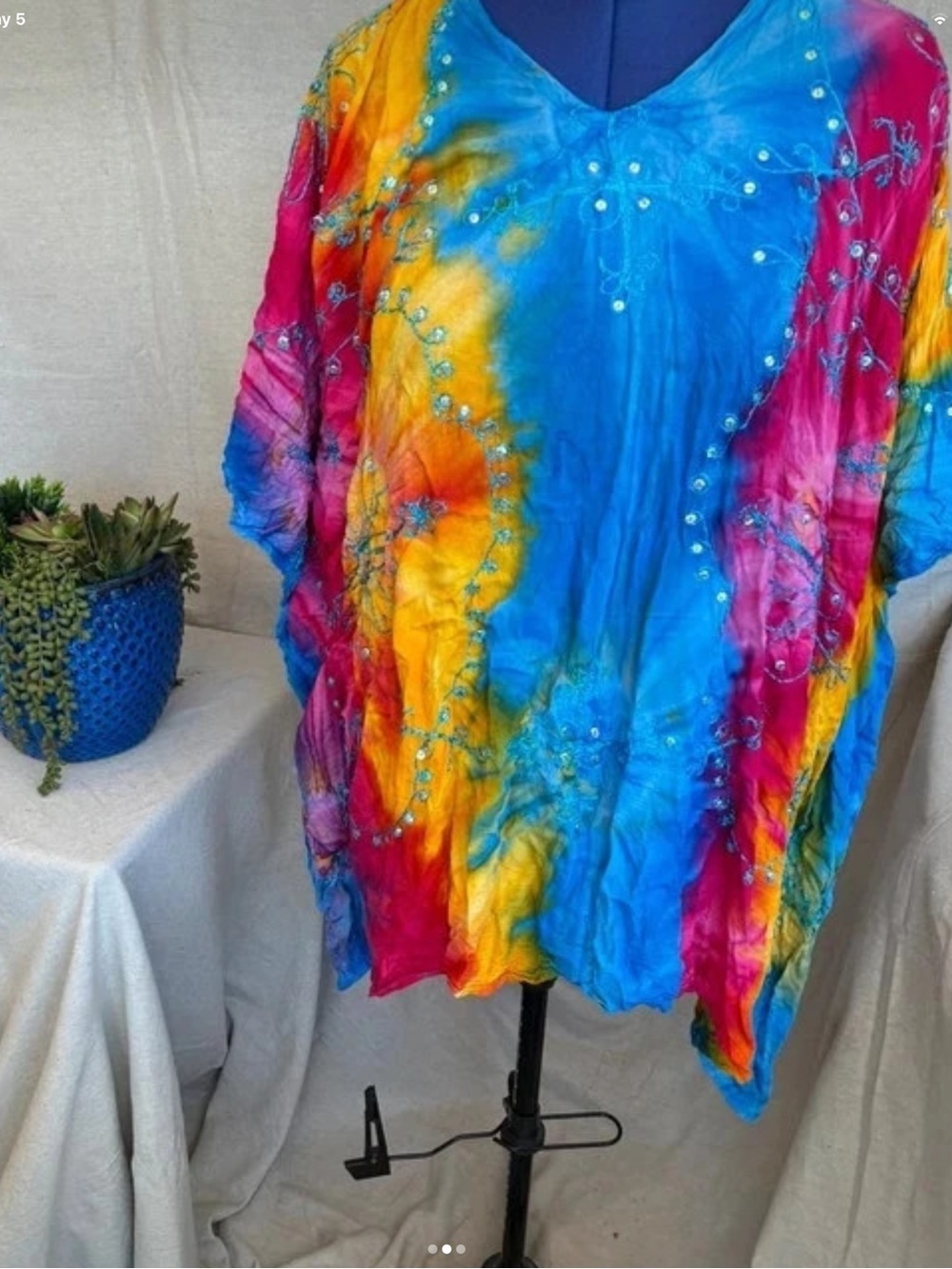 “New” Bright Sequin Kimono Top And/Or Beach Cover Up.  Size 3XL